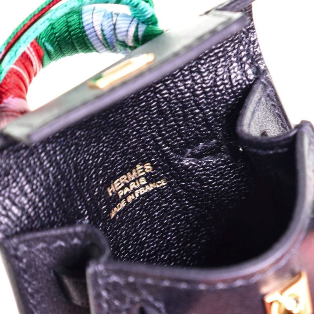 Hermes Kelly Twilly Bag Charm Tadelakt Black - Picture 5 of 5